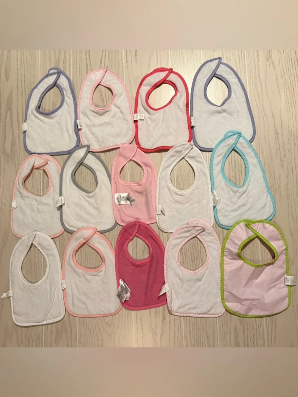 Baby Girl Bib Bundle 14 Pc Pink‎ Cute Sayings Cotton Terry Mixed Brands EUC
